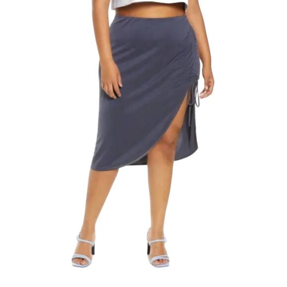 Open Edit skirt ruched side pull on blue size 3X - Picture 1 of 4
